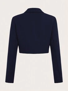 SHEIN EZwear Plus Size Black Utility Pocket Short Blazer Jacket - Royal Blue - View 5