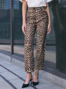 BizChic Quần họa tiết da báo cho nữ, trang phục công sở thanh lịch, màu nâu thích hợp khi đi làm, tiệc Giáng sinh, ngày lễ, lễ tạ ơn, năm mới, - màu nâu - Xem 8