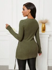 Zolique Áo len dệt kim thường ngày màu xanh quân đội thời trang dành cho nữ - xanh quân đội - Xem 2