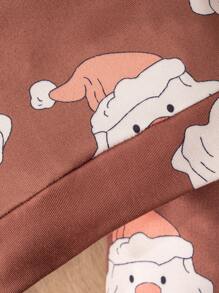 Set de 2 piezas de pijama de ajuste ceñido con estampado de Papá Noel de manga larga para niño pequeño