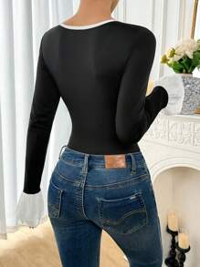 SHEIN Unity 女士拼色荷叶边紧身衣 - 彩色 - 查看 3