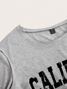 SHEIN Essnce 女士休闲简约落肩字母印花T恤，适合春夏季