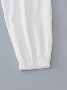 SHEIN Leap Crew 3pcs/Set Tween Boy Loose Casual Woven Solid Color Drawstring Jogger Pants Set - Black - View 4