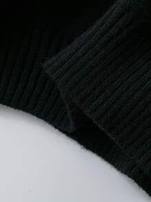 Flirla Plus Regular Fit Contrast Color High Neck Knit Sweater For Women, Sexy Casual Style, Autumn/Winter Knit Pullover Fall - Black - View 6