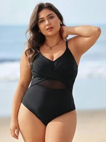 Swim Lushoire Plus Size Minimalist Casual Everyday Sleeveless One-Piece Camisole Summer