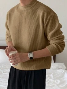 DAZY Men's Casual Solid Color Pullover Sweatshirt, Autumn - Ginger - View 5