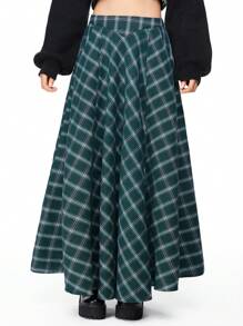 ROMWE Fairycore Women's Autumn Fashionable Countryside Style Patterned Pocketed Skirt