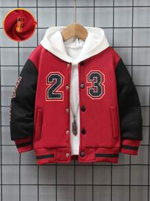 Young Boys Contrast Number Print Patch Pocket Design Jeans, Fashion Casual Wear, Spring/Autumn - Multicolor - View 1