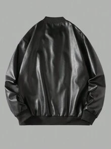 Manfinity EMRG Chaqueta casual de manga larga con bolsillo con cremallera y aplicación de estrella para hombres, chaqueta de salida de estilo punk rock, para regalos a amigos, esposo o novio