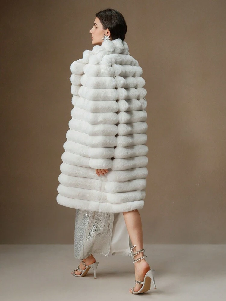 New Arrival Autumn/Winter Fluffy Long Coat, Fashionable Faux Rabbit Fur Women Outerwear