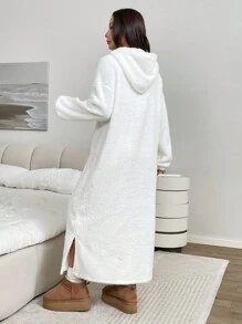 SHEIN EZwear Women's Autumn/Winter New Thermal Lined Hooded Dress