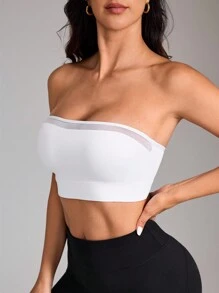 Easithlete Sutien sport camisole cu plasă simplă pentru femei