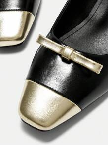 CUCCOO BIZCHIC 女士方头方跟玛丽珍平底凉鞋，春夏新年假期 - 黑色 - 查看 3