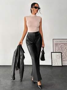 RueChic Women's Solid Color Pocket Flare Casual Fashionable Versatile Pants - Black - View 6