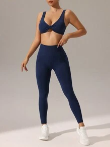 Easithlete 无缝高弹力运动服套装、运动胸罩和紧身裤健身套装