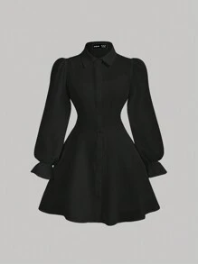 SHEIN MOD Koszula z długim rękawem w blokach kolorów z kamizelką, styl uniwersytecki, stroje dwuczęściowe, sukienka z wolnymi podstawami, sukienka na bal, sukienka nauczycielska, odzież biurowa, sukienki na bal maturalny, sukienka na powrót do szkoły, strój biznesowy casual dla kobiet
