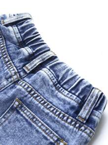 SHEIN Playful Pals Baby Girl Versatile Distressed Washed Straight Leg Jeans - Medium Wash - View 6
