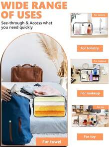 3PCS S M L Clear Toiletry Bags Waterproof Travel Storage Bags Portable Zipper Organizer Bathroom Essentials Airport Airline Compliant Transparent Cosmetic Bag Boho Vibes Aesthetic Travel Must Haves Vacation Beach Summer Accessories