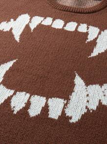 Claim Dot 男士休闲方格印花圆领毛衣，秋冬，垃圾摇滚风格