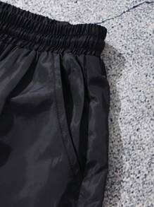 Tween Boy' Casual Academy Style Drawstring Black Shorts, Daily Versatile - Black - View 4