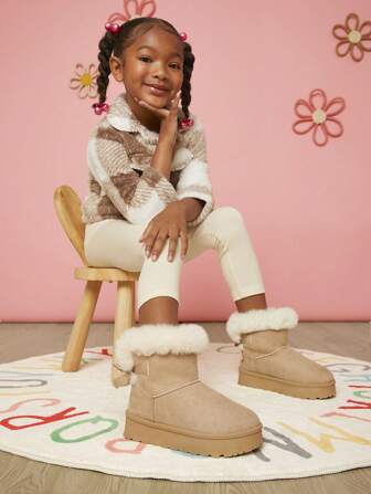 Mini mi Regalo di vacanze TOP: Stivali da bambini con plateau, foderati in soffice, con fiocco e pompon - Design caldo e giocoso perfetto per il divertimento delle vacanze