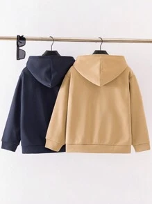 SHEIN Leap Crew 2pcs Tween Boy Thermal Lined Zip-Up Sweatshirt Jacket Set - Khaki - View 2