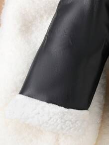 Infant (Girls) Chic Street Cute Furry Lining Jacket, Autumn - Black - View 7