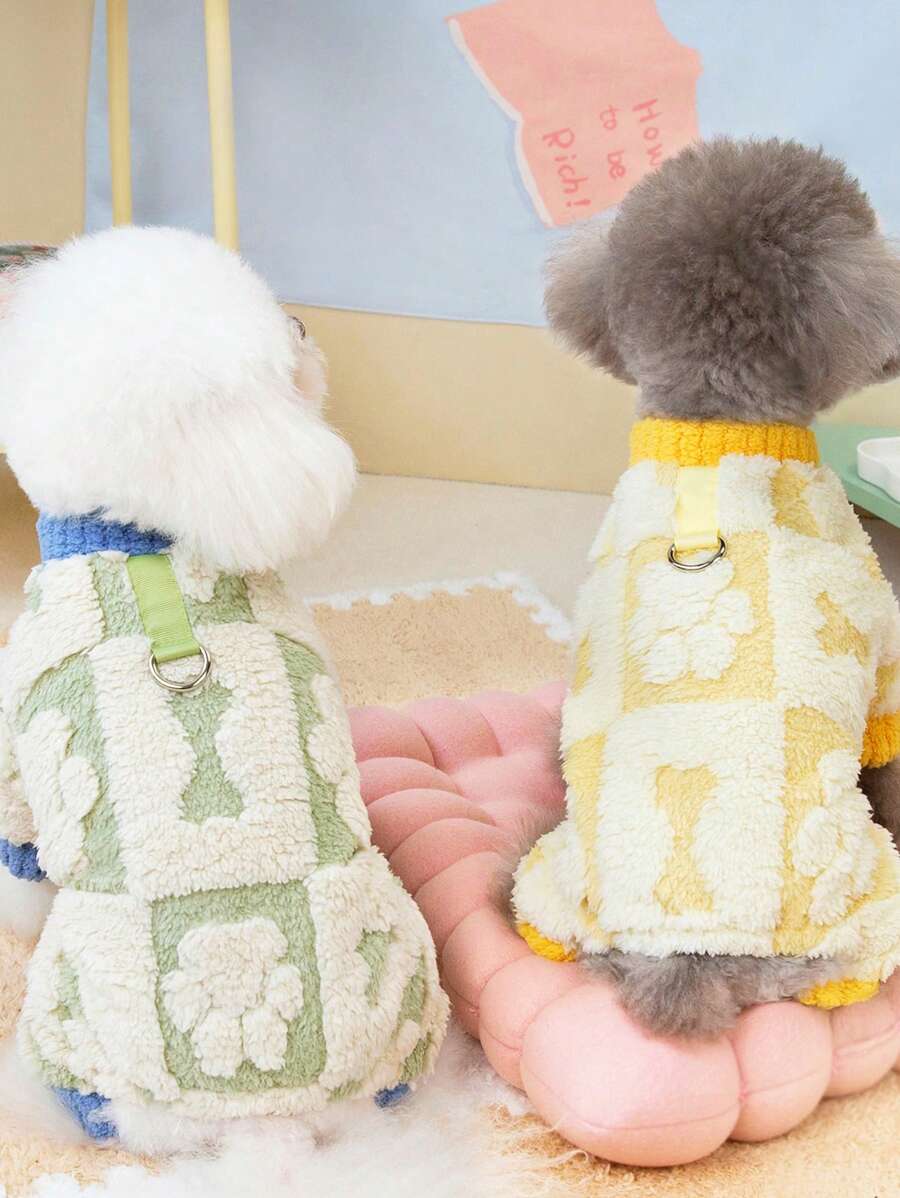 PETSIN Thick Flannel Green Cute Warm Padded Pet Jumpsuit For Autumn/Winter