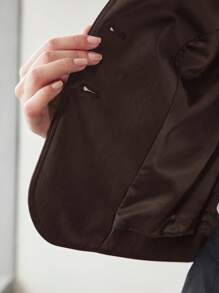 MOTF PREMIUM PU LEATHER FLAP DETAIL SINGLE BREASTED PLACKET JACKET - Brown - View 7