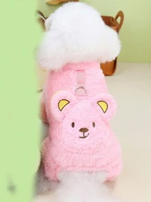 PETSIN Pink Teddy Bear Plush Adorable Thermal Lined Warm & Leash Attachable Pet , Autumn/Winter - Pink - View 6