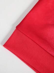 Manfinity EMRG 秋季男士字母印花拉链领休闲长袖连帽衫 - 紅色 - 查看 7