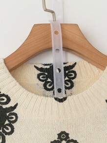 EMERY ROSE 女士花卉 V 领长袖休闲套头衫，秋冬 - 杏色 - 查看 6