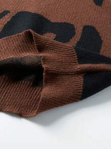 Manfinity EZcore 男士简约时尚休闲套头毛衣，日常穿着，男士毛衣，棕色毛衣，图案毛衣，男士图案毛衣，抽象印花毛衣