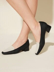 CUCCOO BASICS 女士方头高跟休闲平底鞋，适合圣诞节和新年假期的日常穿着，秋冬季节 - 黑色 - 查看 3