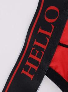 字母图案撞色镂空男士性感三角裤 - 彩色 - 查看 5