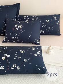 2pcs Soft Microfiber Pillow Covers - Floral Pattern, Hypoallergenic & Breathable, Available In Oversized, Long, Standard, King, Queen, Extra Large, European, Square Sizes, Suitable For All Seasons - Royal Blue - View 7