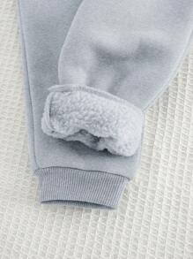 Cozy Pixies 2pcs/Set Baby Boy Mustang Horse Pattern Crew Neck Long Sleeve Sweatshirt And Jogger Pants Set - Light Grey - View 5