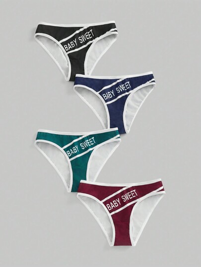 Street Life 4pcs/Pack Women's Silky Breathable Sports & Leisure Triangle Briefs Set