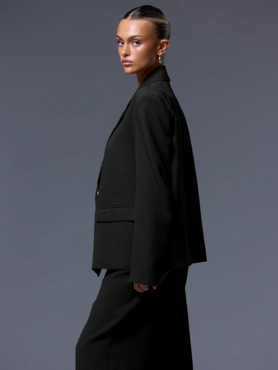 Tailored Oversized Blazer Notched Lapel Double Breasted Elegant Professional Business Casual Vacation Fall Autumn Work Office Back To School