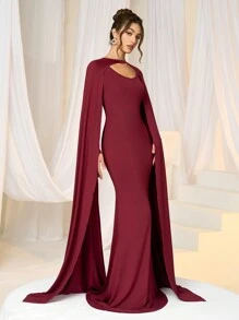 SHEIN Belle 女士正式晚礼服（装饰设计） - 酒紅色 - 查看 4