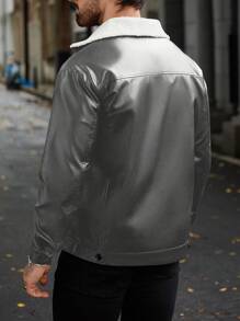 Manfinity Homme Men Casual Simple Fashion Jacket For Daily Wear, Fall/Winter - Grey - View 2