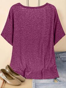 Colorful Plus Size Round Neck T-Shirt, Minimalist Fashion Casual For Daily Wear