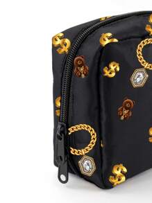 ORANGE STUDIO Artist Bear & Golden Chain Print, Black, Cosmetic Organizer, Sanitary Napkin Storage Bag - Multicolor - View 4