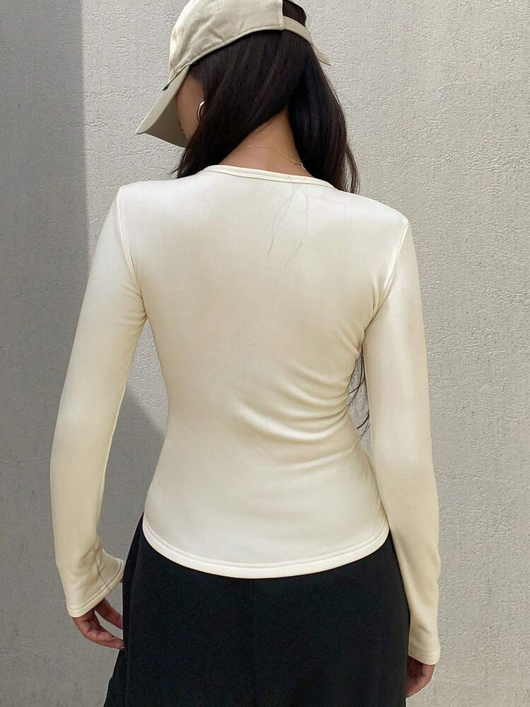 Women's Casual Simple Fashion T-Shirt, Daily Wear Long Sleeve Women Tops,Thermal Lined Fall,Winter