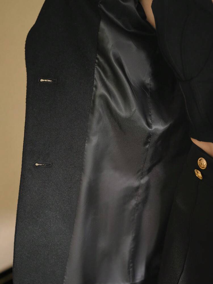 MOTF STUDIO BLAZER EN LAINE AVEC COL AMOVIBLE EN PELUCHE, BOUCLE ET CEINTURE, NOUVEL AN