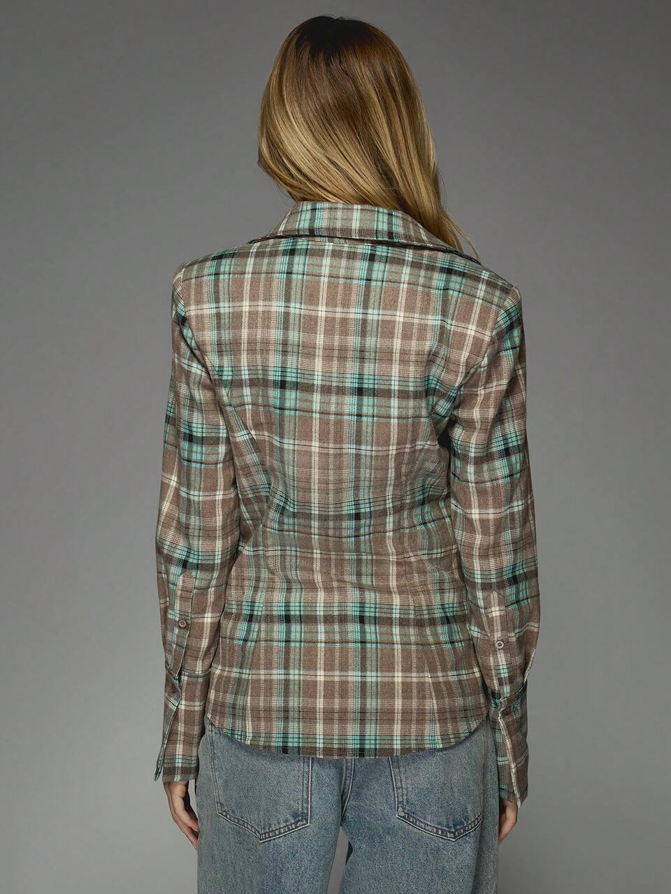 MISSGUIDED Street Checked Asymmetric Button Closure Fitted Shirt Blouse