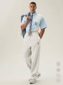 Manfinity VCAY Men's Loose Fit Pocket Design Straight Leg Knit Sweatpants - Apricot - View 5