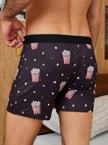 Manfinity Herren Boxershorts mit Popcorn- und Sternendruck und Kordelzug am Taillenbund