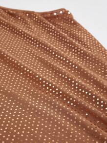 SHEIN Unity Disco Hollow Out Mock Neck Sleeveless Dress - Brown - View 8