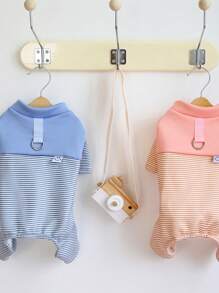 PETSIN Salopetă dintr-o bucată pentru animale de companie, cu dungi albastre